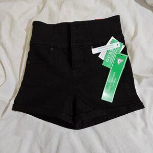 GUESS High Rise Black Corset Shorts